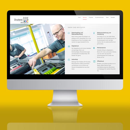 Website Druckerei Fleig in gelb