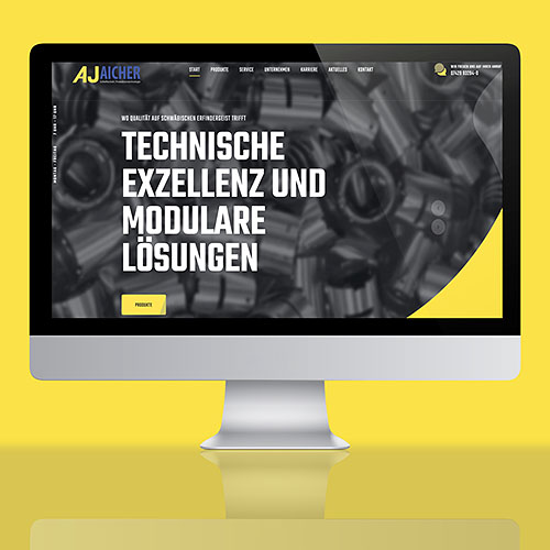 website modern mit gelbem farbschema