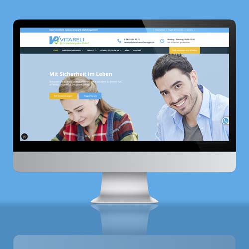 Website mit jungen Menschen in blau