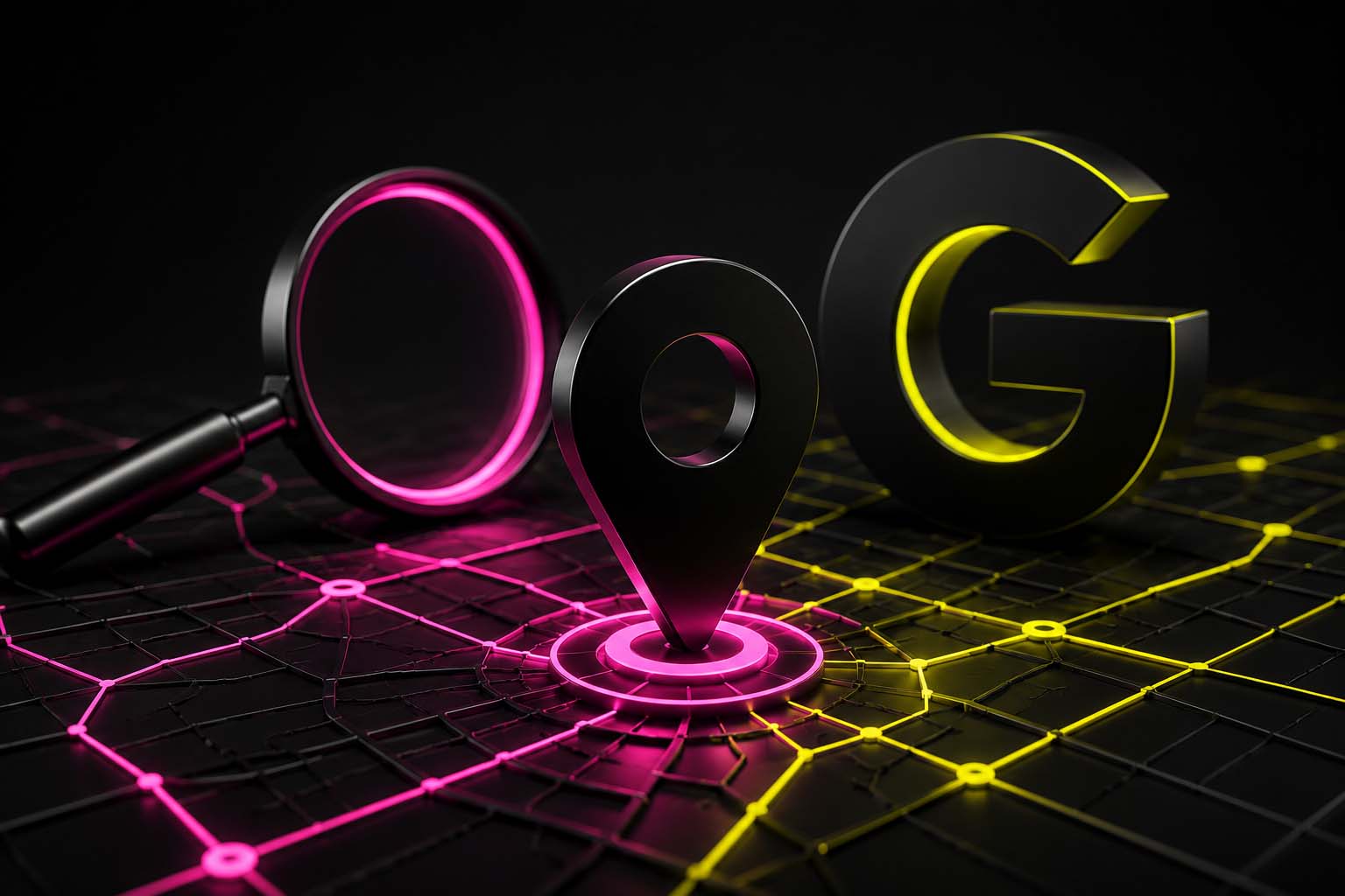 Abstraktes Keyvisual für SEO, GEO und KI-Suche